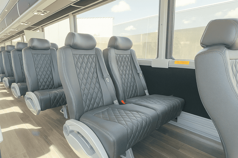 interior of Odessa Shuttle Bus Rentals charter bus